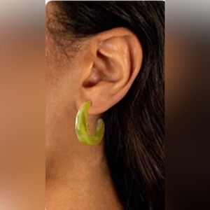 Acrylic Green Hoop Earrings